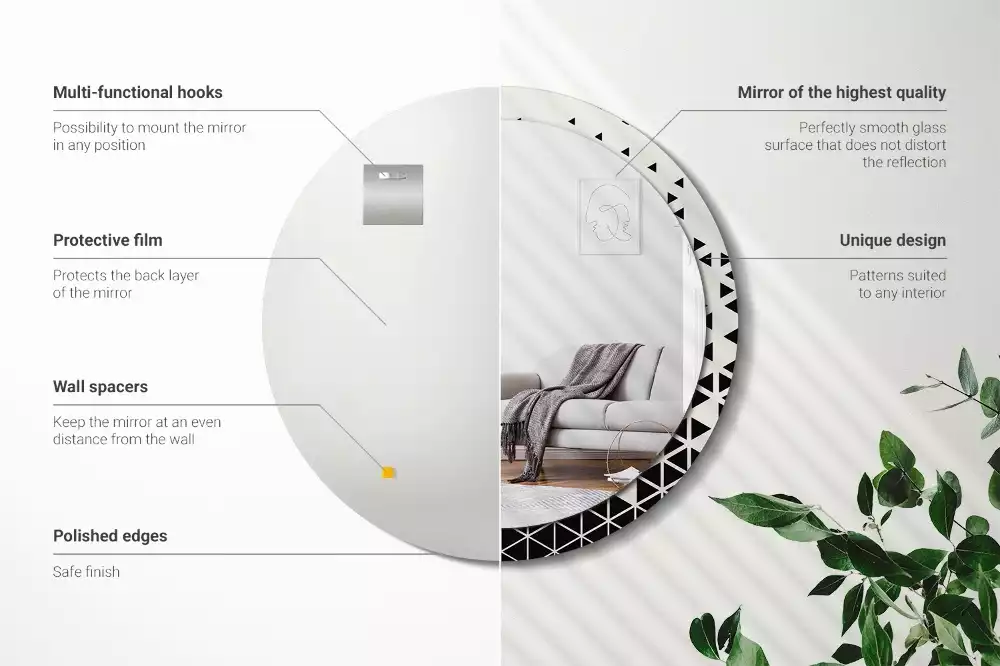 Oglindă rotundă imprimată Abstracție geometrică