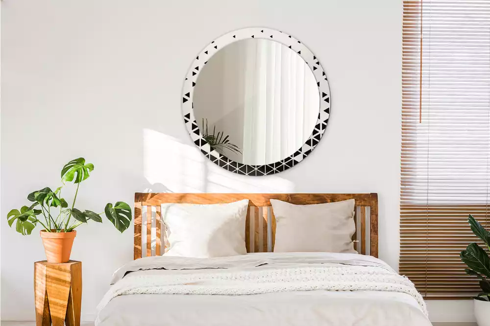 Oglindă rotundă imprimată Abstracție geometrică