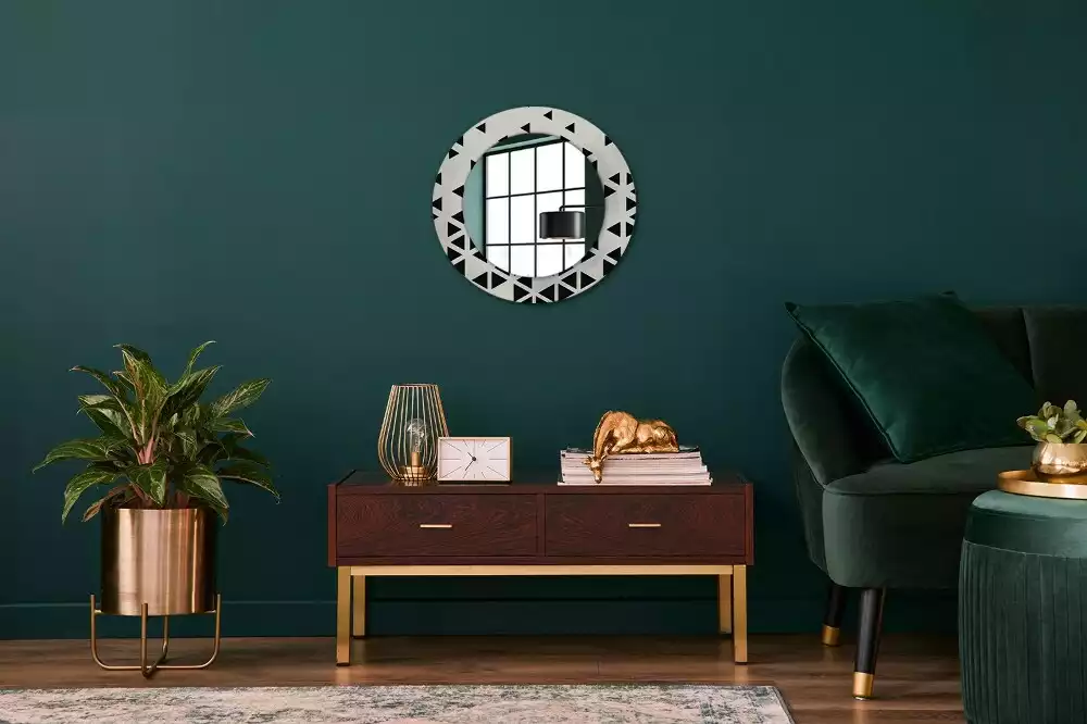 Oglindă rotundă imprimată Abstracție geometrică