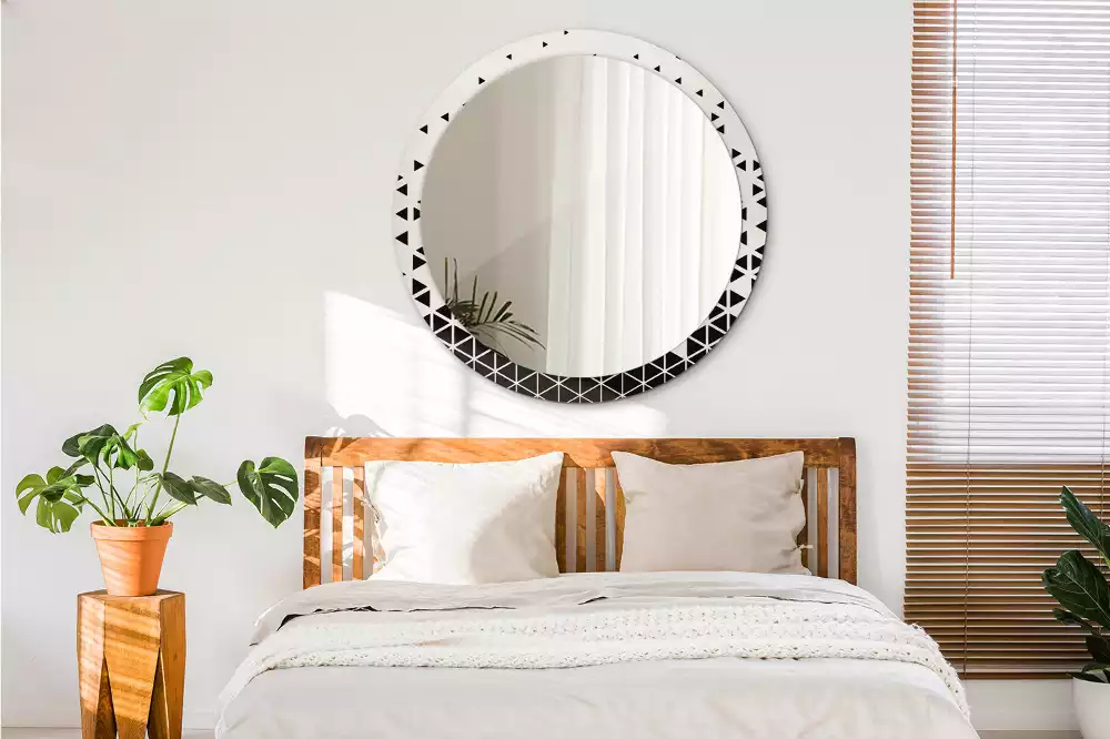 Oglindă rotundă imprimată Abstracție geometrică