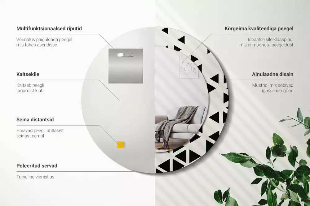 Oglindă rotundă imprimată Abstracție geometrică