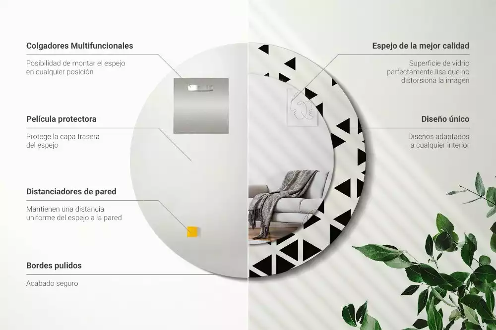 Oglindă rotundă imprimată Abstracție geometrică