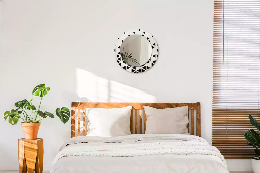 Oglindă rotundă imprimată Abstracție geometrică