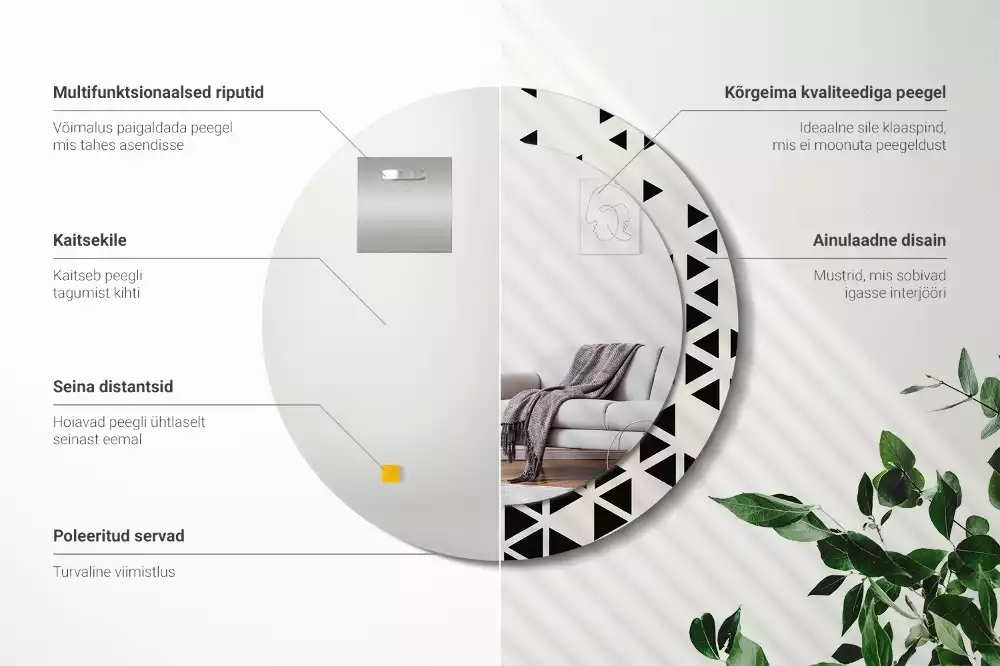 Oglindă rotundă imprimată Abstracție geometrică