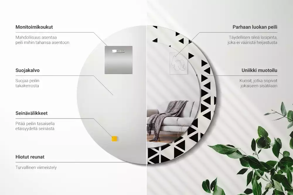 Oglindă rotundă imprimată Abstracție geometrică