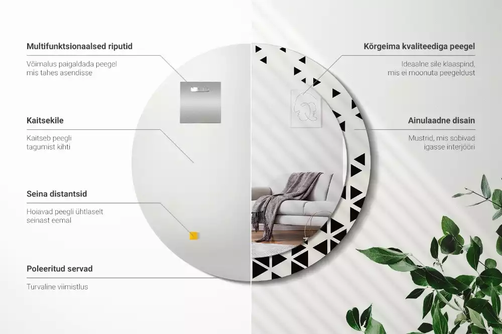 Oglindă rotundă imprimată Abstracție geometrică