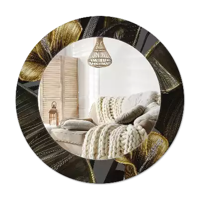 Oglindă rotundă ramă cu imprimeu Flori de hibiscus