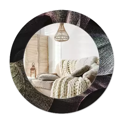 Oglindă rotundă imprimată Frunze tropicale întunecate