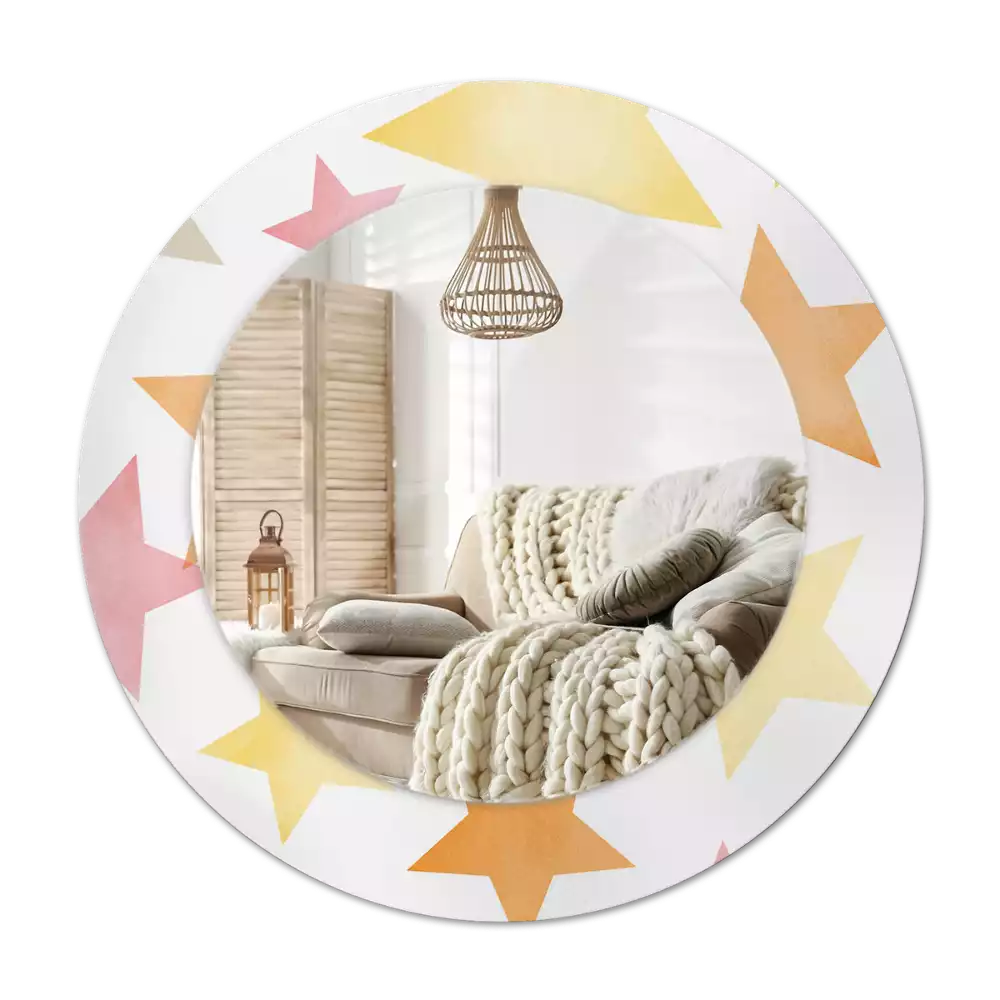 Oglindă cu decor rotundă Stele pastelate