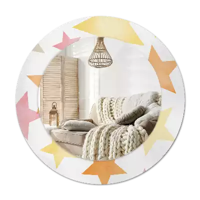 Oglindă cu decor rotundă Stele pastelate