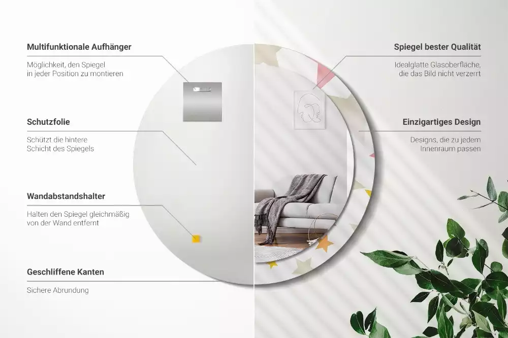 Oglindă cu decor rotundă Stele pastelate