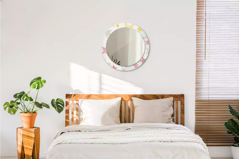 Oglindă cu decor rotundă Stele pastelate