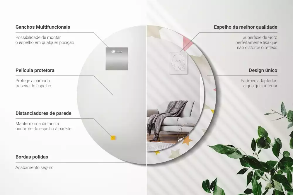 Oglindă cu decor rotundă Stele pastelate
