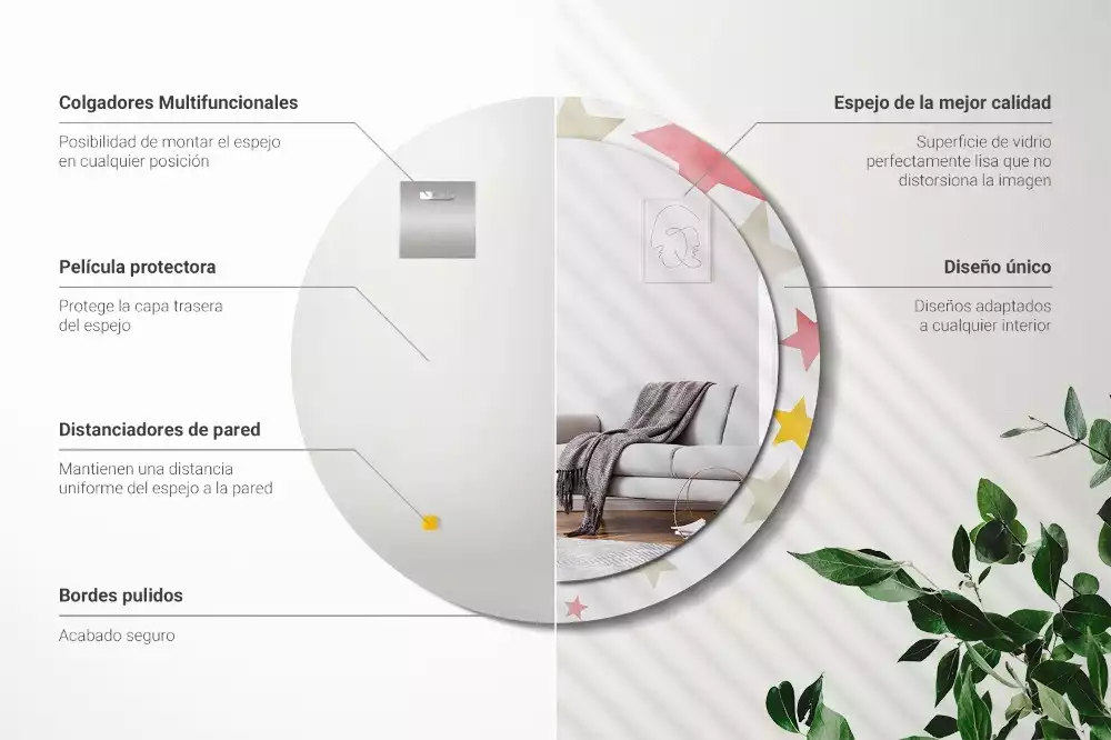 Oglindă cu decor rotundă Stele pastelate