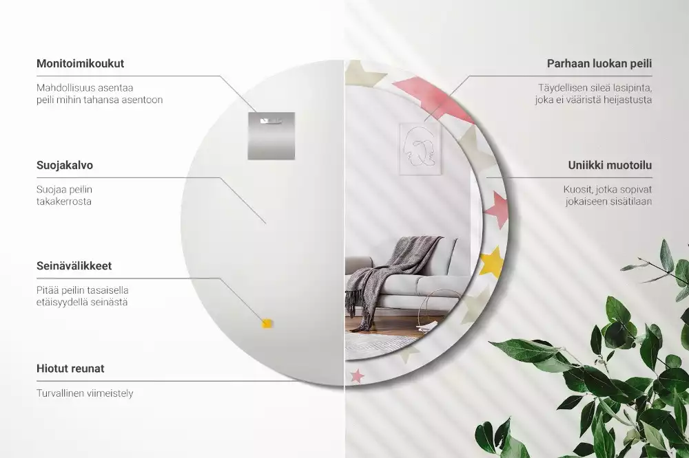 Oglindă cu decor rotundă Stele pastelate