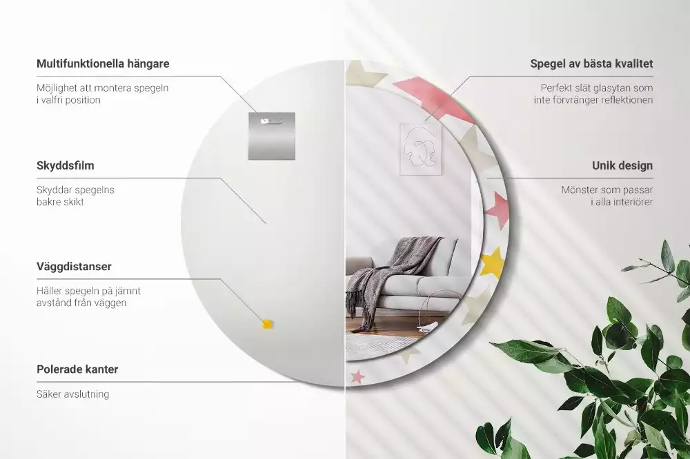 Oglindă cu decor rotundă Stele pastelate