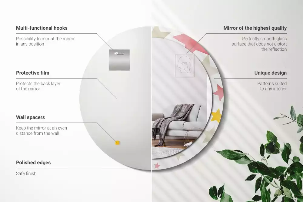 Oglindă cu decor rotundă Stele pastelate