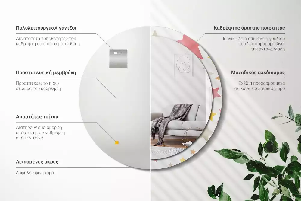 Oglindă cu decor rotundă Stele pastelate