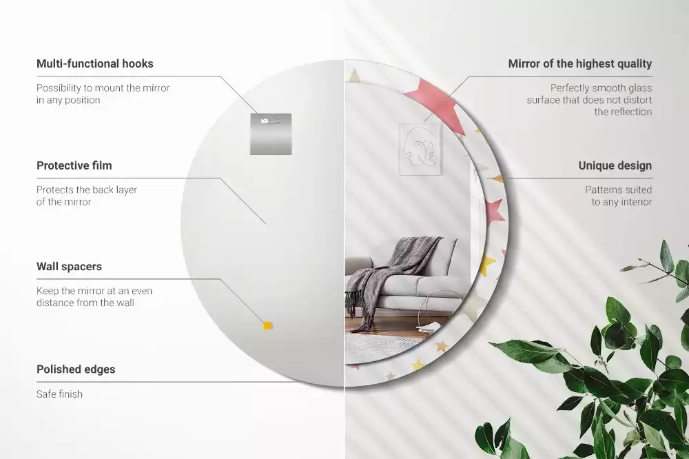 Oglindă cu decor rotundă Stele pastelate