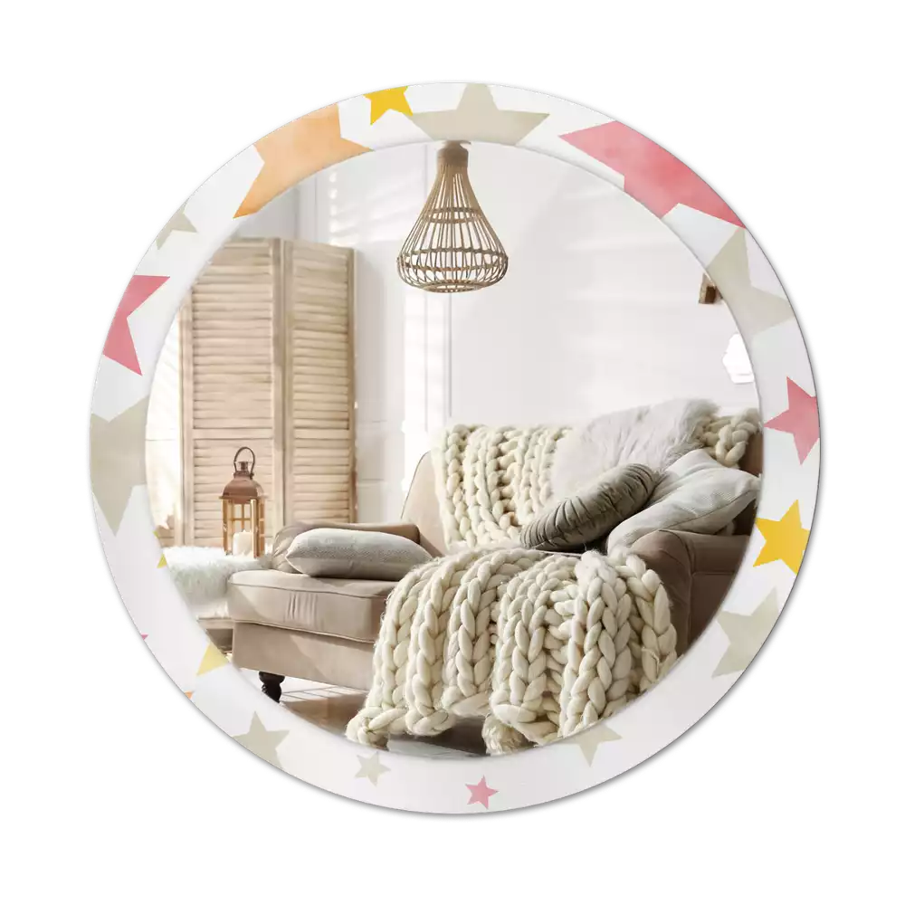 Oglindă cu decor rotundă Stele pastelate