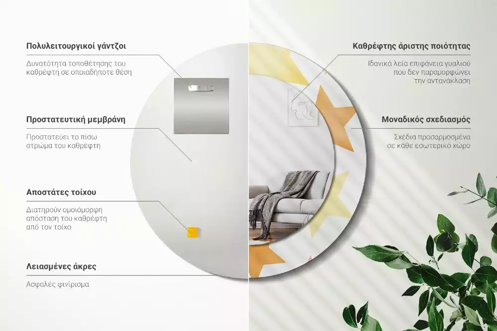 Oglindă cu decor rotundă Stele pastelate