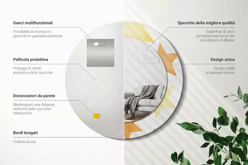 Oglindă cu decor rotundă Stele pastelate