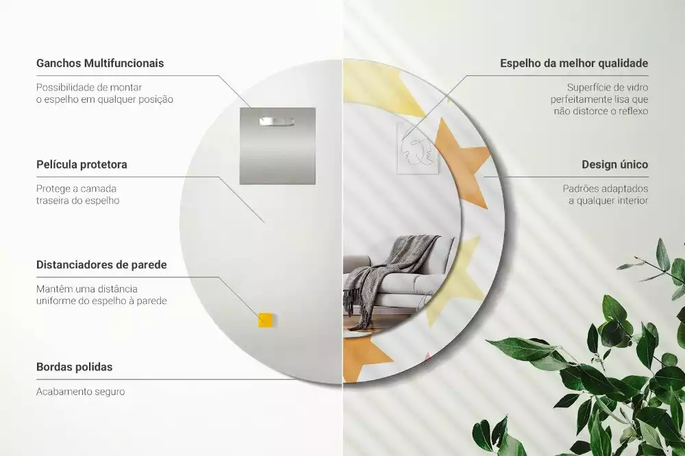 Oglindă cu decor rotundă Stele pastelate