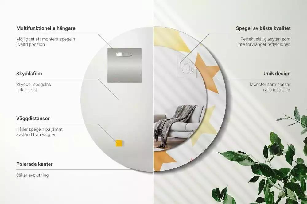 Oglindă cu decor rotundă Stele pastelate