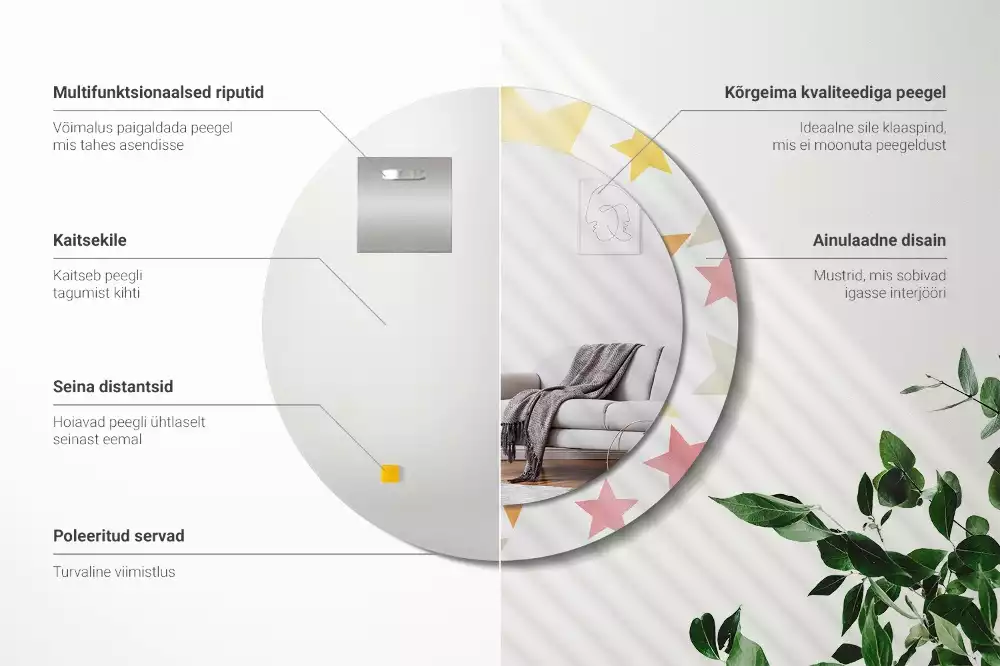 Oglindă cu decor rotundă Stele pastelate