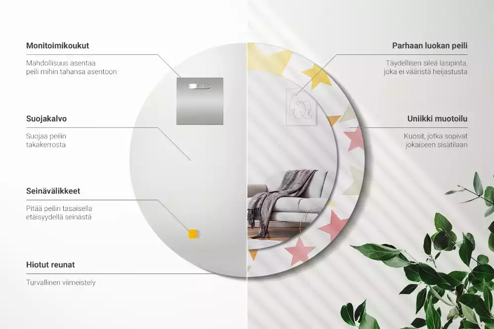 Oglindă cu decor rotundă Stele pastelate