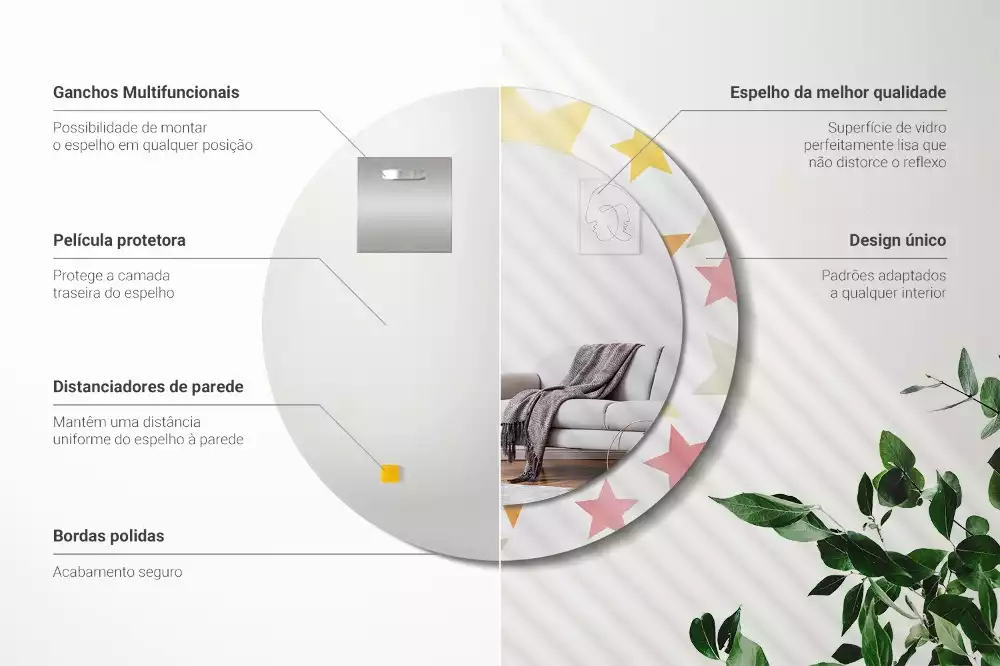 Oglindă cu decor rotundă Stele pastelate