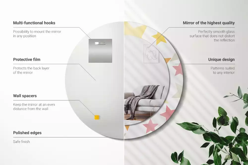 Oglindă cu decor rotundă Stele pastelate