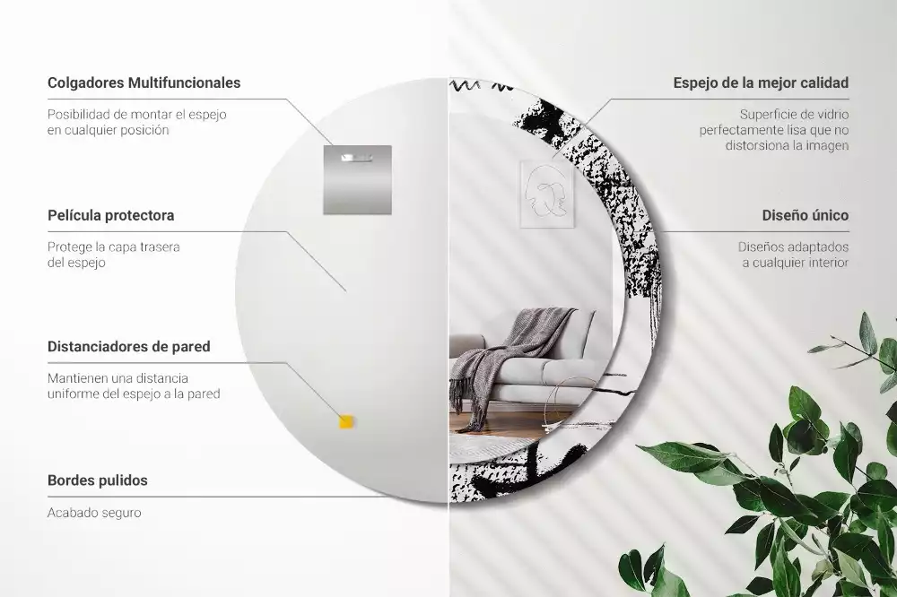 Oglindă rotundă ramă cu imprimeu Model graffiti