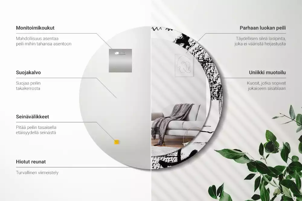 Oglindă rotundă ramă cu imprimeu Model graffiti