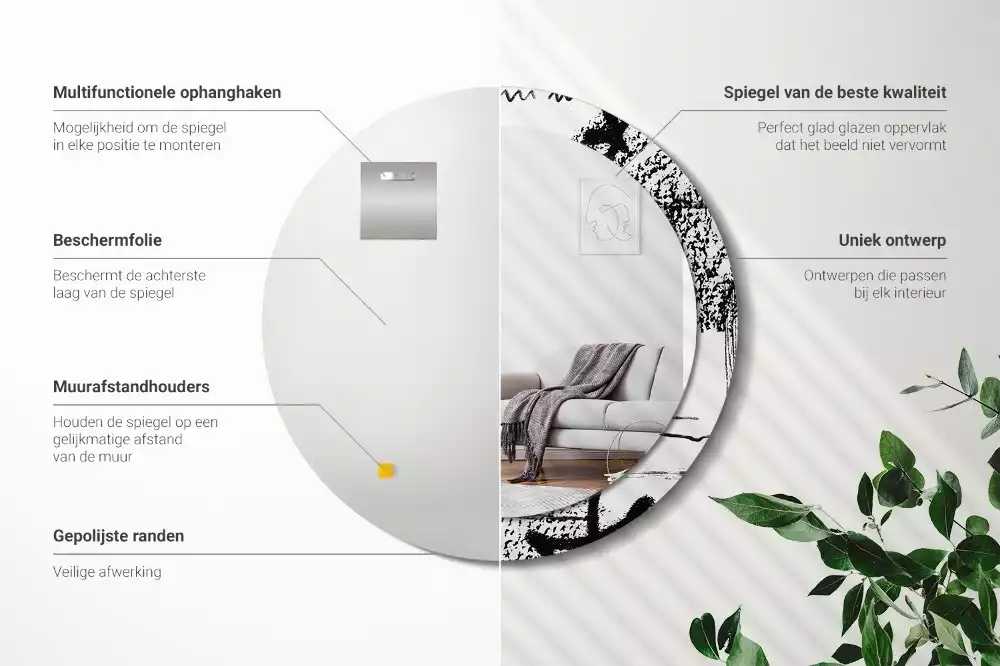 Oglindă rotundă ramă cu imprimeu Model graffiti