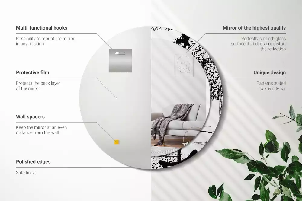 Oglindă rotundă ramă cu imprimeu Model graffiti