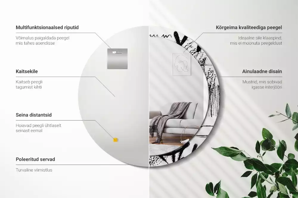 Oglindă rotundă ramă cu imprimeu Model graffiti