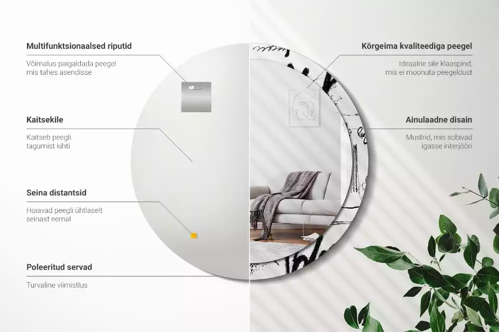 Oglindă rotundă ramă cu imprimeu Model graffiti