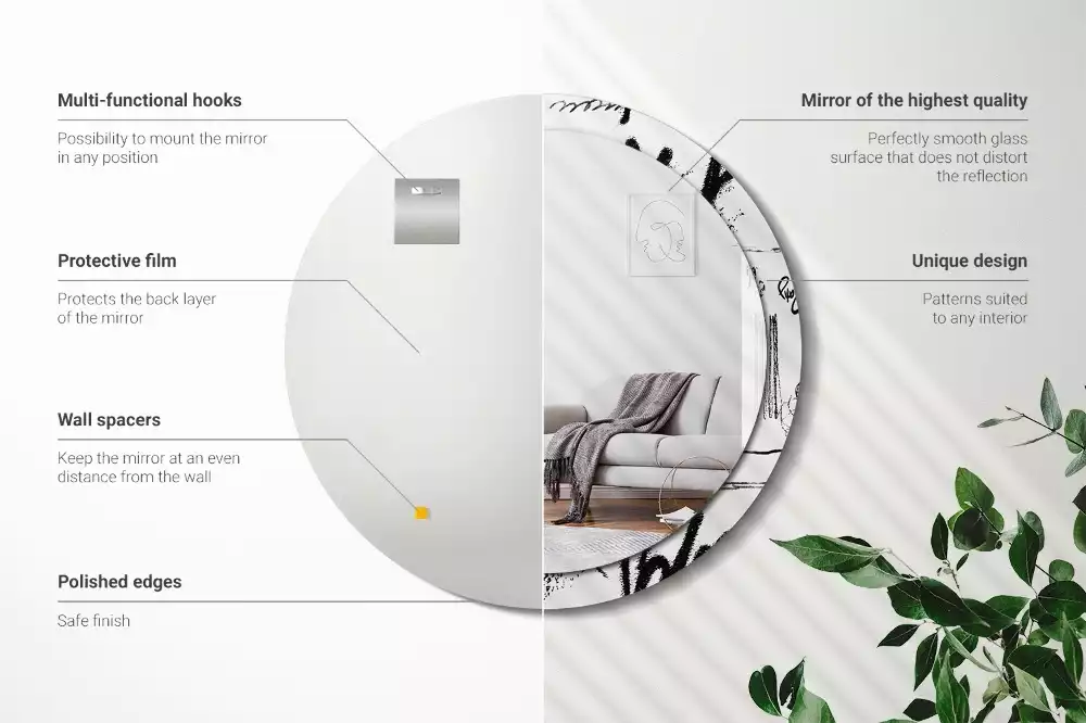 Oglindă rotundă ramă cu imprimeu Model graffiti