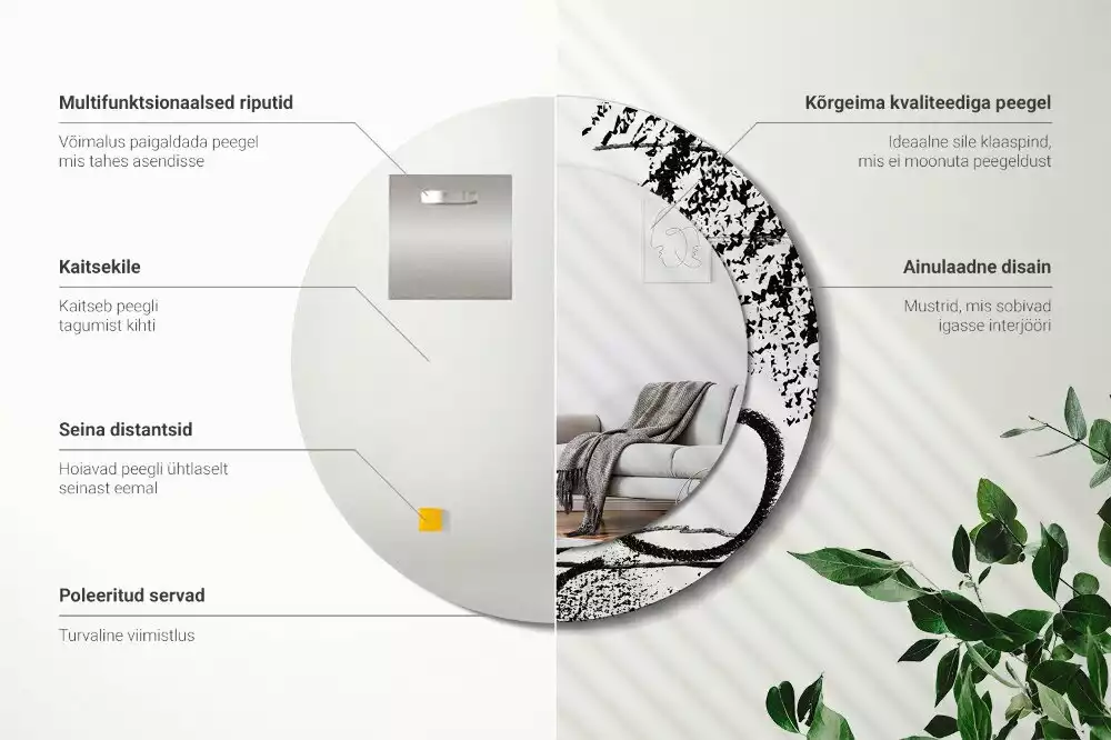 Oglindă rotundă ramă cu imprimeu Model graffiti