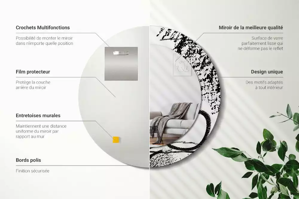 Oglindă rotundă ramă cu imprimeu Model graffiti