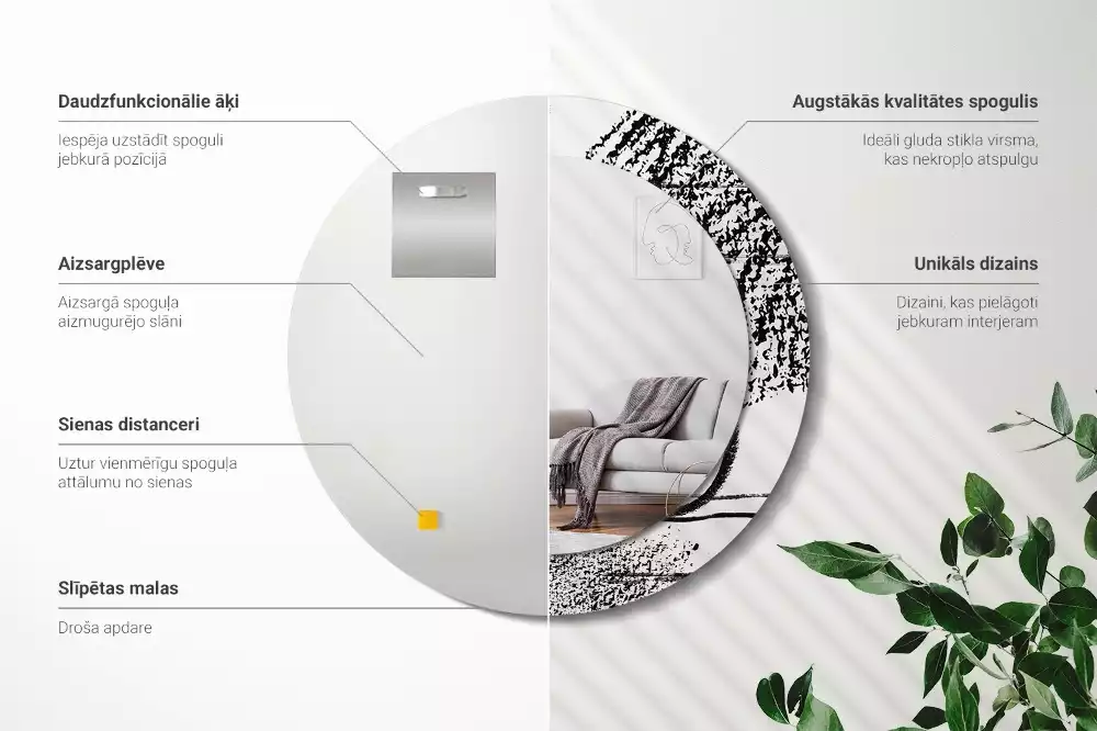 Oglindă rotundă ramă cu imprimeu Model graffiti