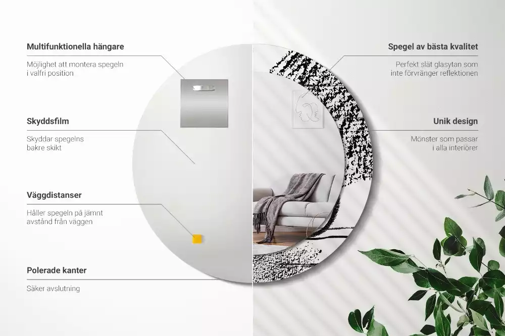 Oglindă rotundă ramă cu imprimeu Model graffiti