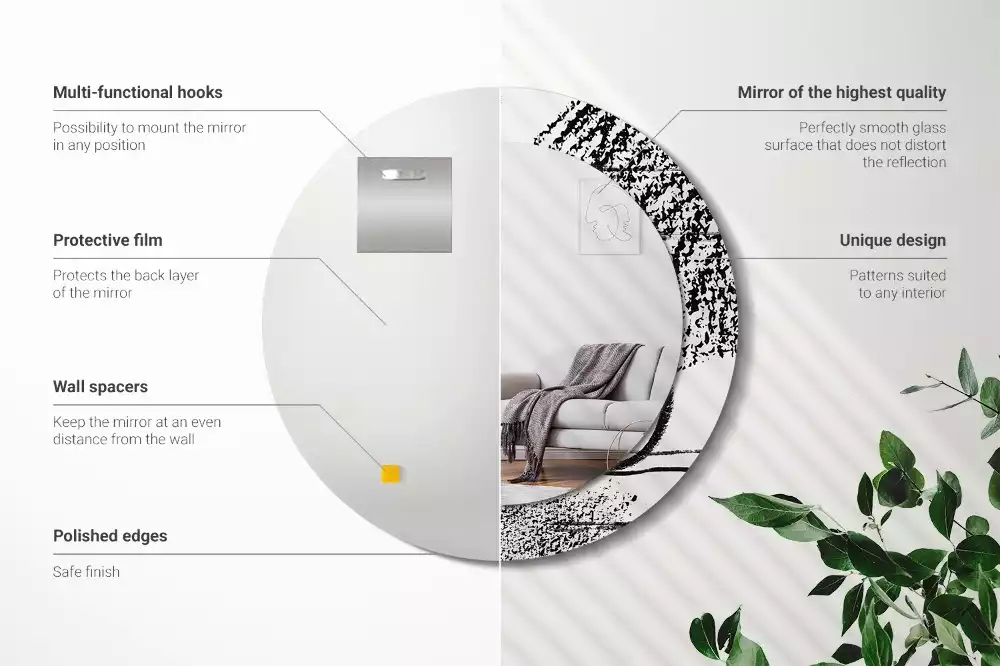 Oglindă rotundă ramă cu imprimeu Model graffiti