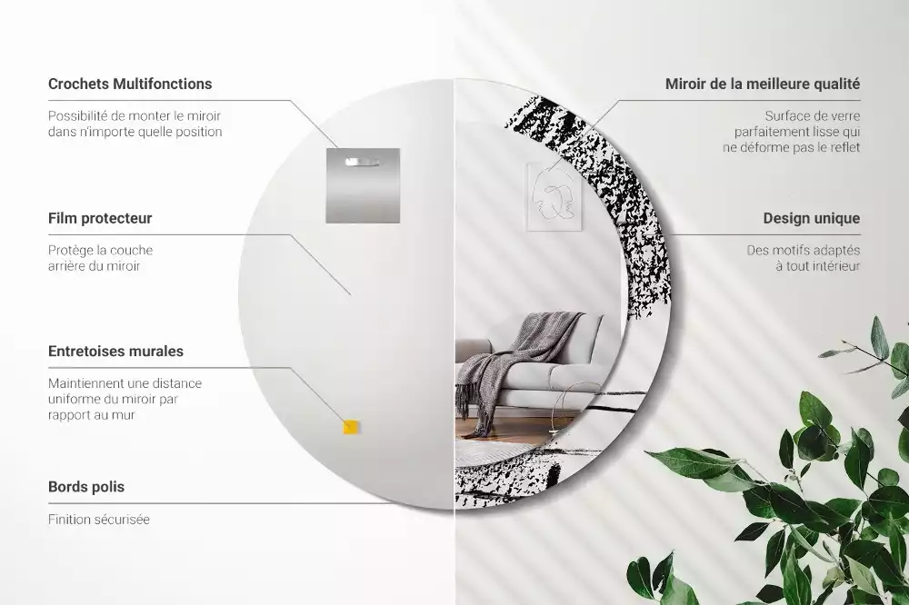 Oglindă rotundă ramă cu imprimeu Model graffiti