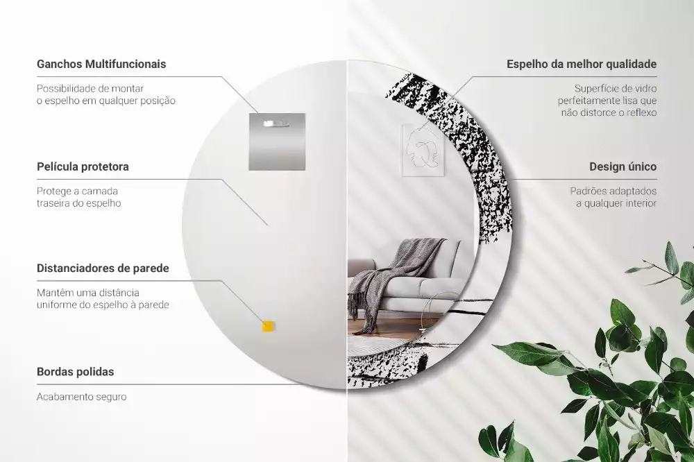 Oglindă rotundă ramă cu imprimeu Model graffiti