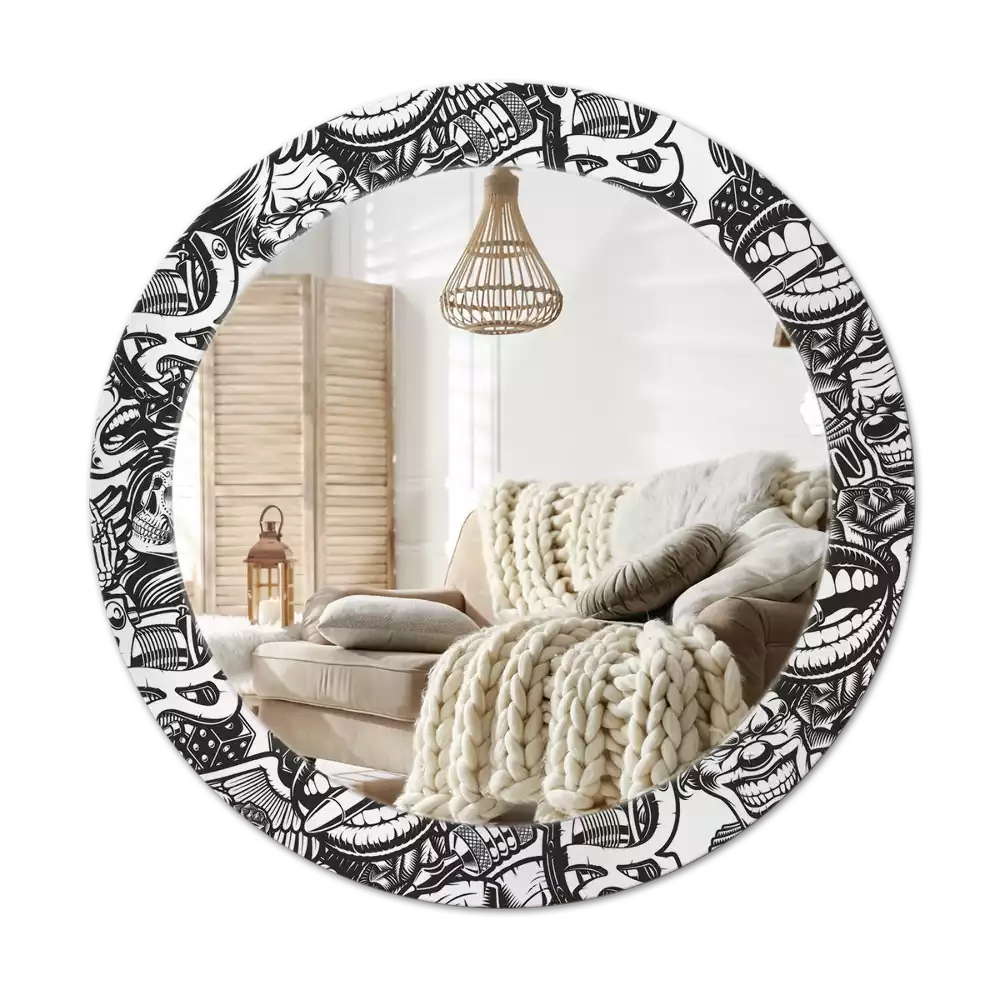 Oglindă cu decor rotundă Graffiti cu clovni