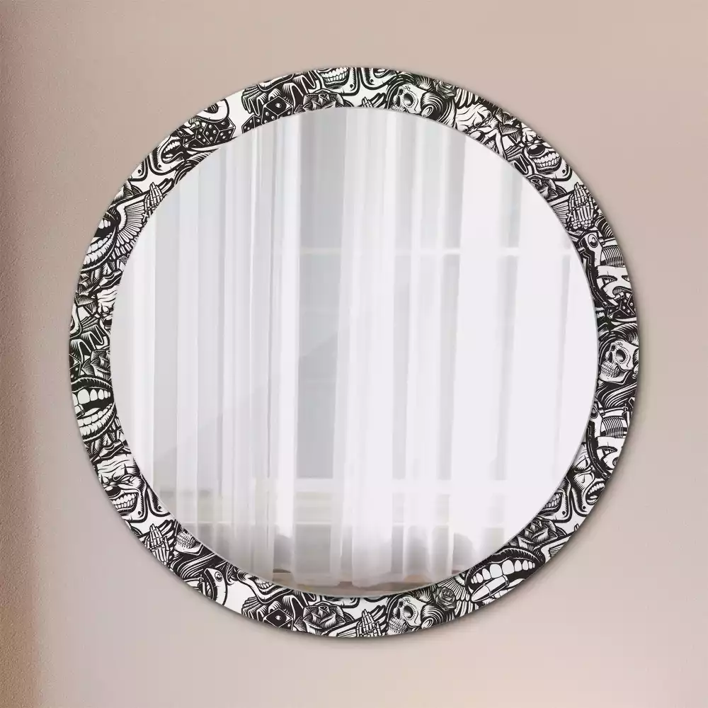 Oglindă cu decor rotundă Graffiti cu clovni