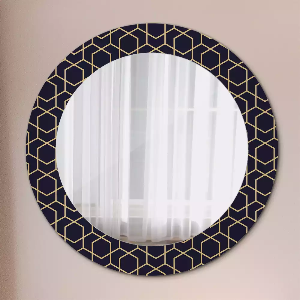 Oglindă rotundă imprimată Geometrie abstractă