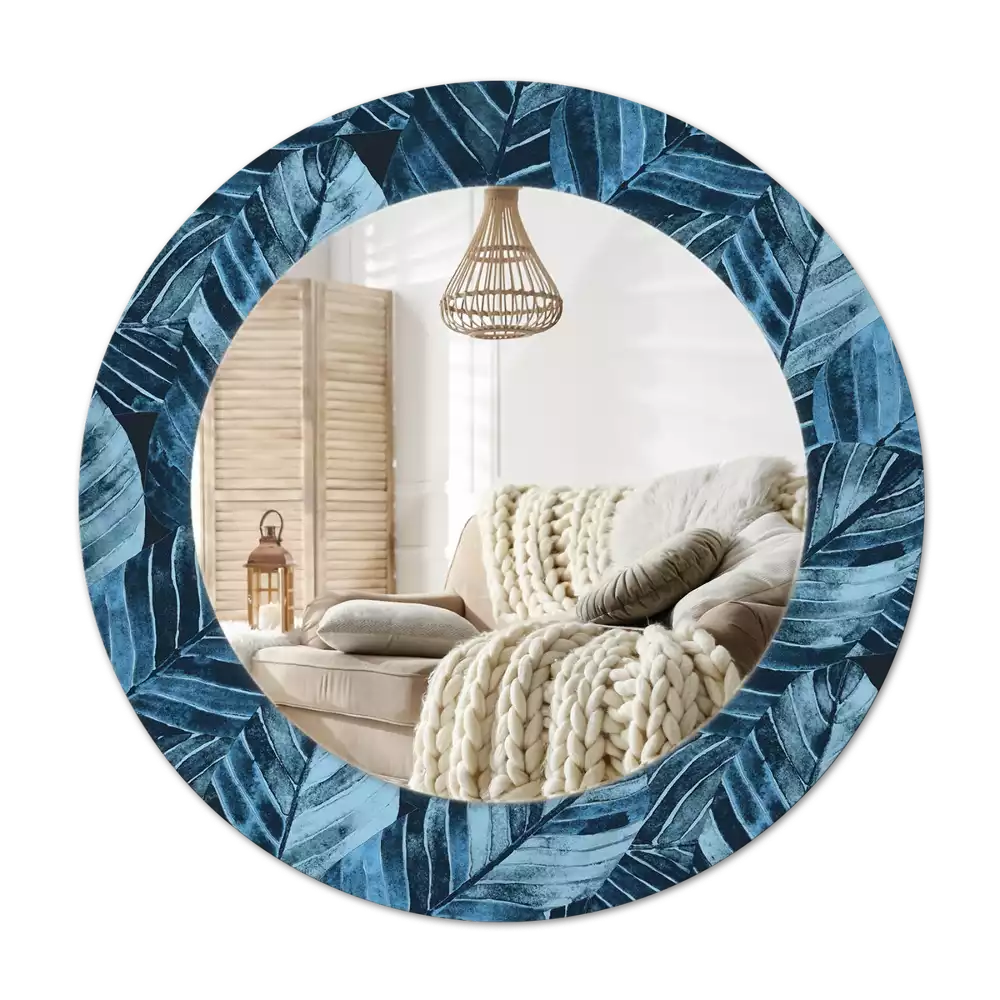 Oglindă cu decor rotundă Frunze de junglă